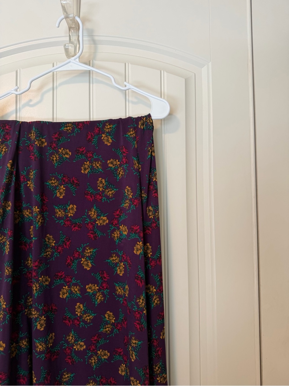 LuLaRoe Plum Maxi Skirt with Yellow & Pink Floral Print